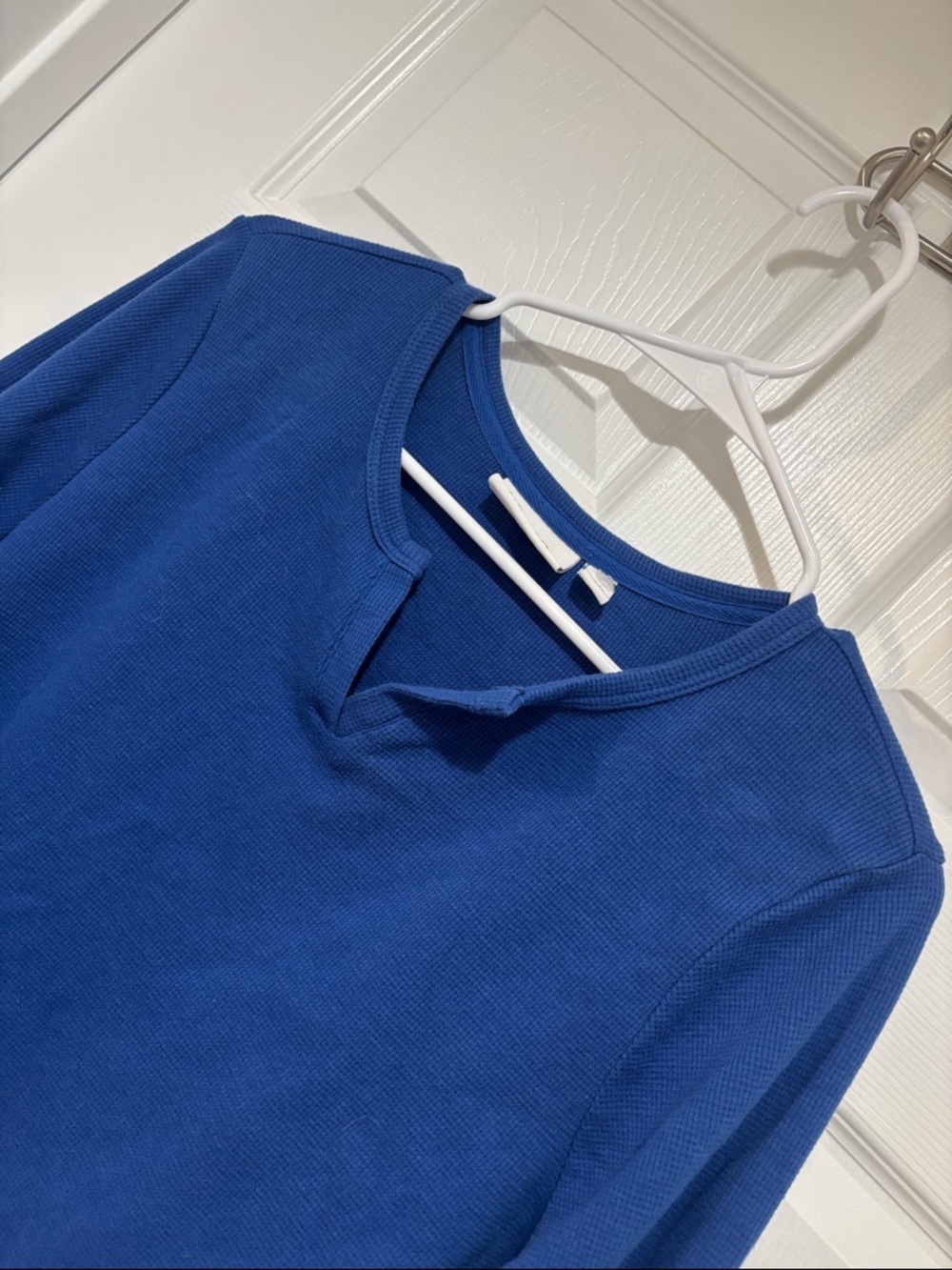 D & CO Essentials Blue Waffle Knit Top